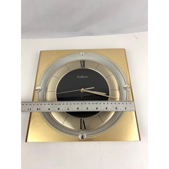 VTG Waltham Spartus 11" Quartz Wall Collectible Clock 80s Gold WORKS - Picture 5 of 16